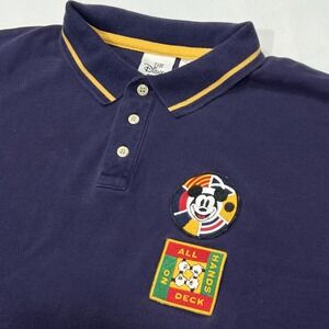 Vintage Disney Mickey‎ Mouse Men Polo Colorblock Short Sleeve Shirt Size Large